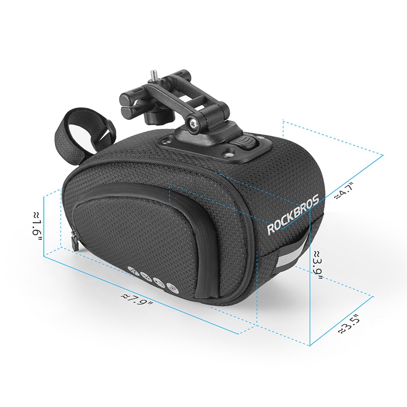 Túi gắn sau yên ROCKBROS phản quang chống thấm nước kèm giá đỡ tháo lắp nhanh cho xe đạp MTB xe đạp đường bộ