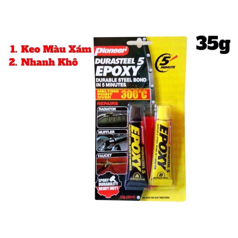 Keo AB Đa Năng Dán Kim Loại Pioneer Durasteel Five Minute Epoxy 35g