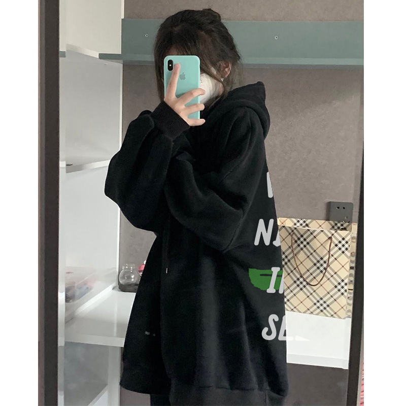 Áo hoodie SELVZE tay dài chất liệu cotton in họa tiết phong cách cổ điển Mỹ thời trang cho nữ