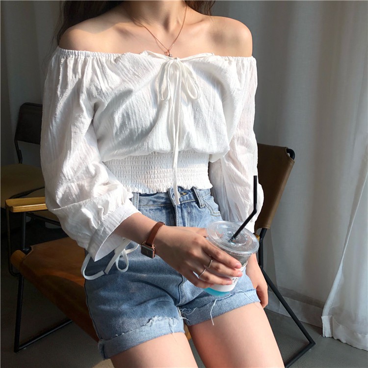 Xiaozhainv Áo trễ vai kiểu dáng sexy theo phong cách Hàn Quốc | BigBuy360 - bigbuy360.vn