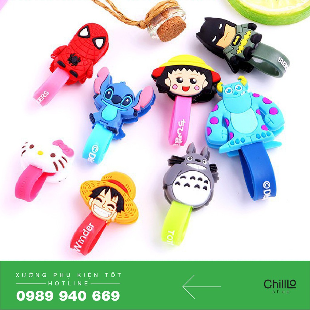 Kẹp Nút Bấm Cuốn Thu Gọn Dây Tai Nghe, Cáp Sạc - Quấn Dây Chống Rối Nút Bấm Hình Cute