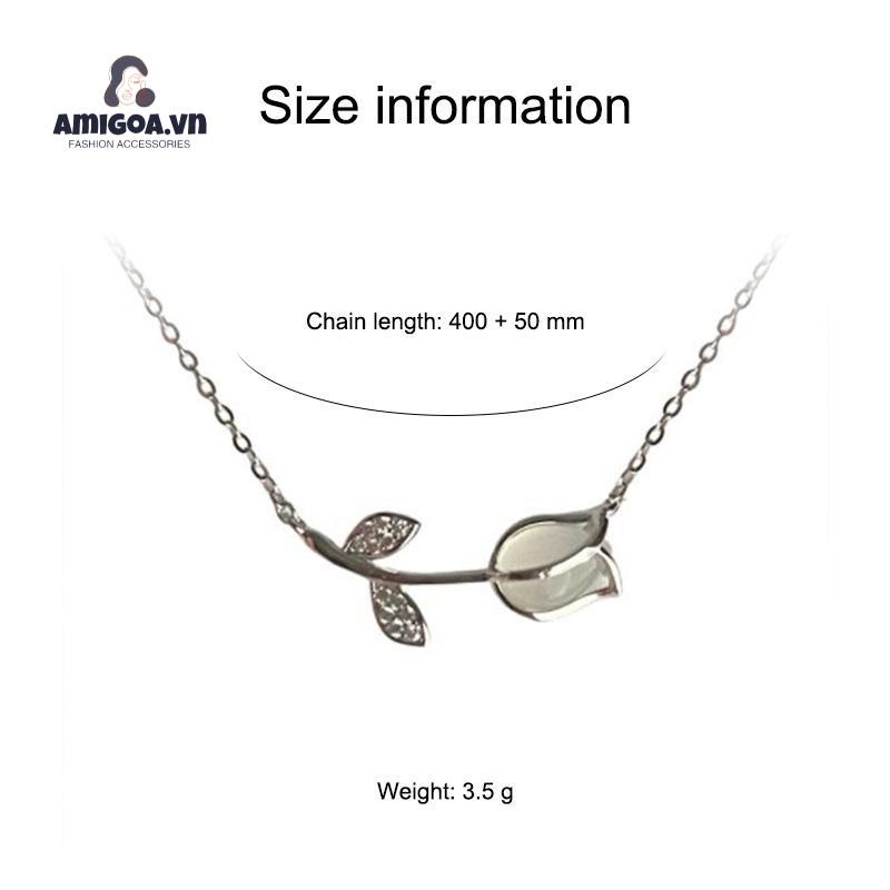 ✨✨Vòng cổ Mặt Hoa Tulip Đính Đá Opal Phong Cách Cổ Điển Cho Nữ