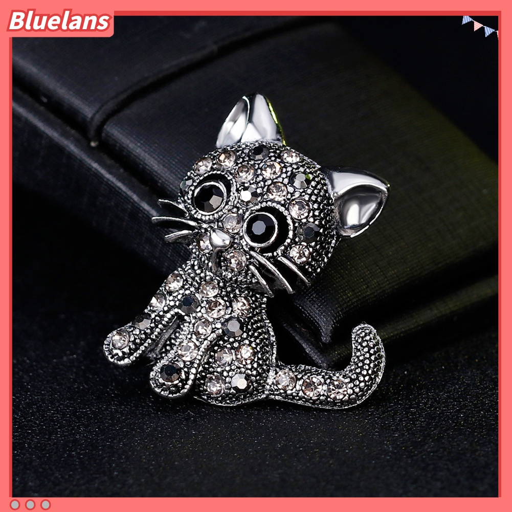 Ghim Cài Áo Hình Mèo Đính Đá Nhân Tạo Thời Trang Cho Nữ