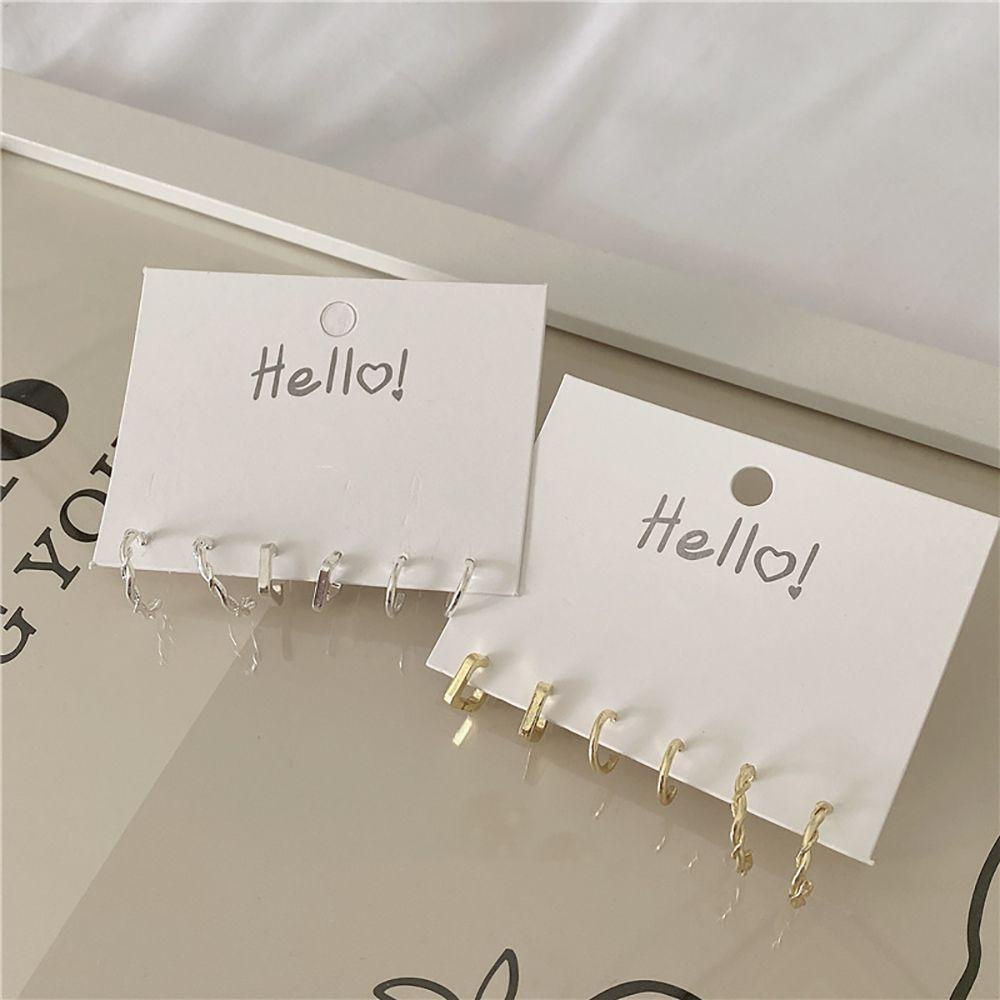 Bộ 3 Đôi Khuyên Tai Hình Chữ C Phong Cách Hàn Quốc Đơn Giản Dành Cho Nữ