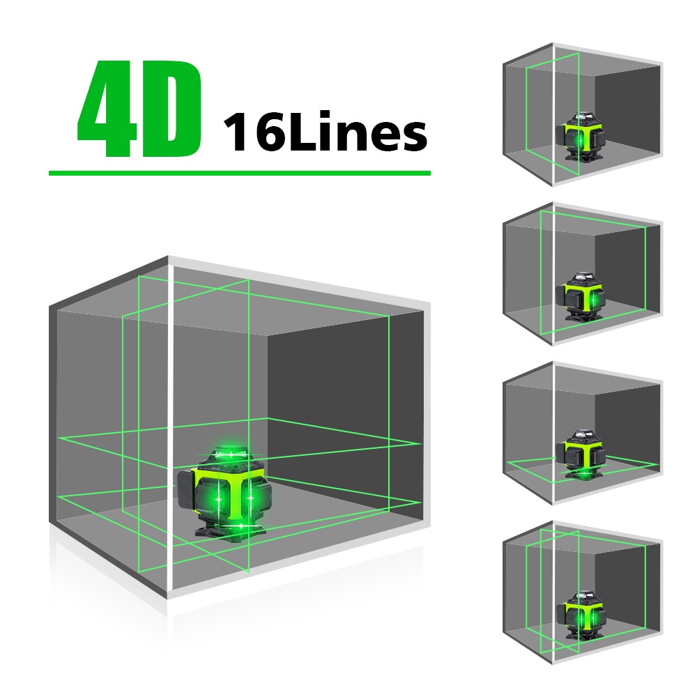 Máy Đo Bằng Tia Laser 4D 16 Dòng Màu Xanh Lá Cây Cầm