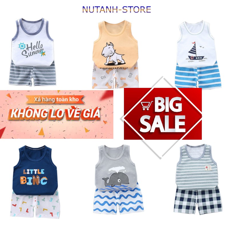 Set quần áo thun cho bé trai - Quần áo ba lỗ hè cho bé