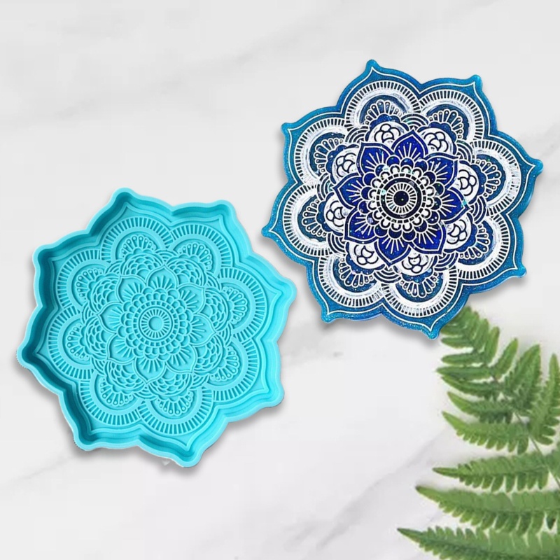 Khuôn Silicon Làm Đế Lót Ly Họa Tiết Mandala Sáng Tạo