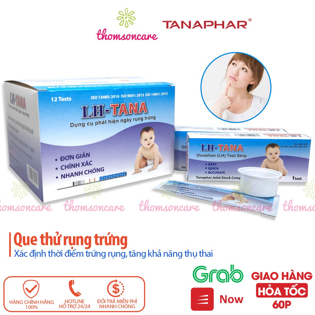 Que thử rụng trứng LH tana - Hộp 12 que phát hiện thụ thai sớm, test nhanh