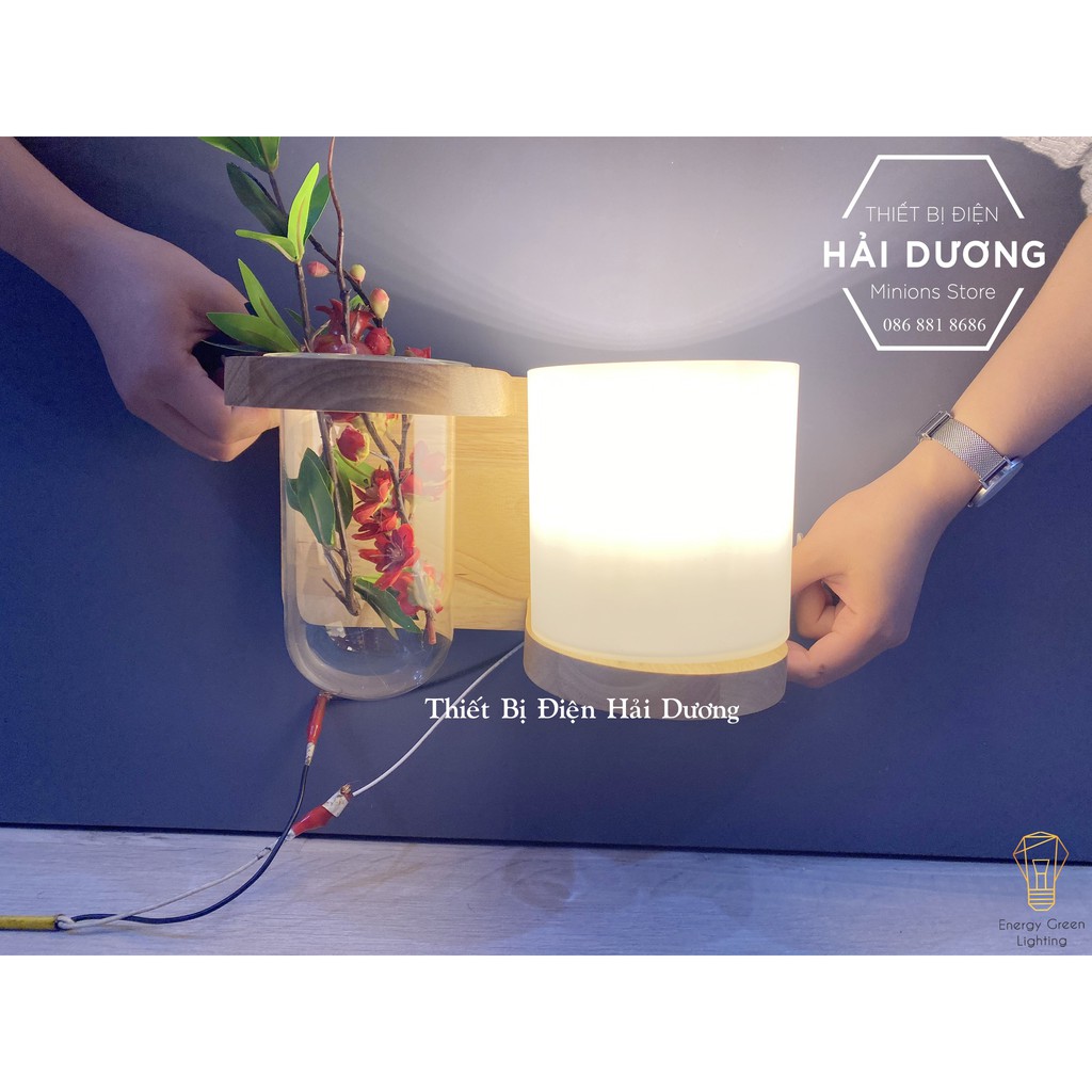 Đèn Tường Kệ Gỗ Chao Thủy Tinh Hiện Đại DT-2614 - Trang Trí Căn Phòng - Energy Green Lighting - Đã Bao Gồm Bóng LED 3W