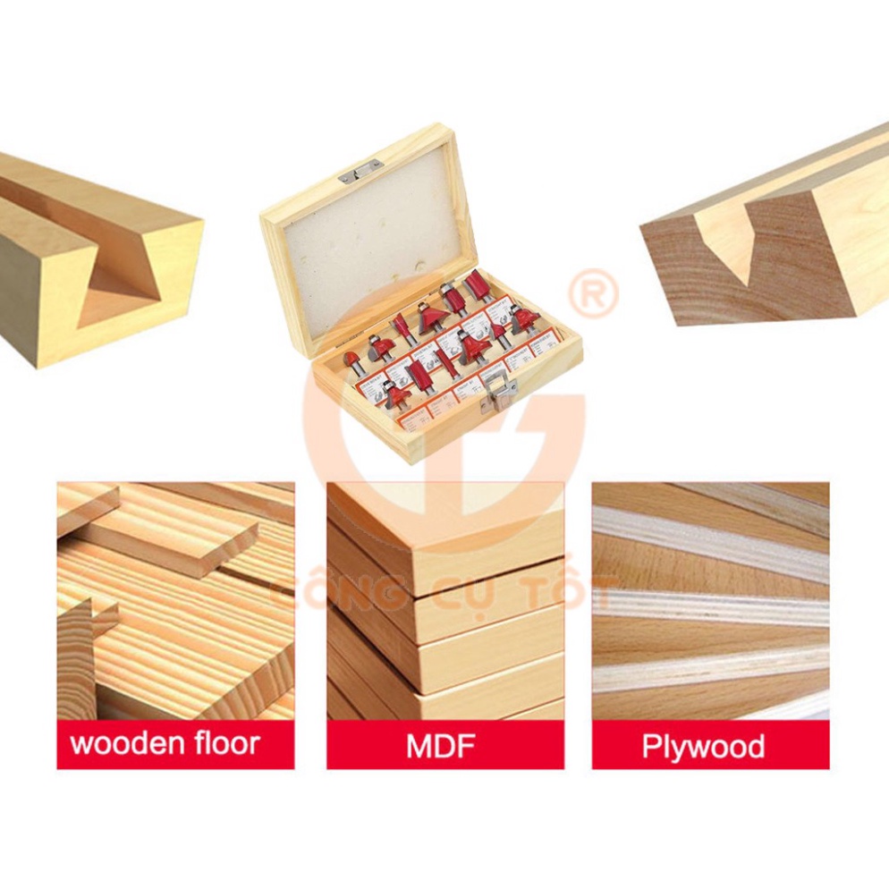 Hộp 12 mũi soi gỗ cốt 6.35mm đỏ