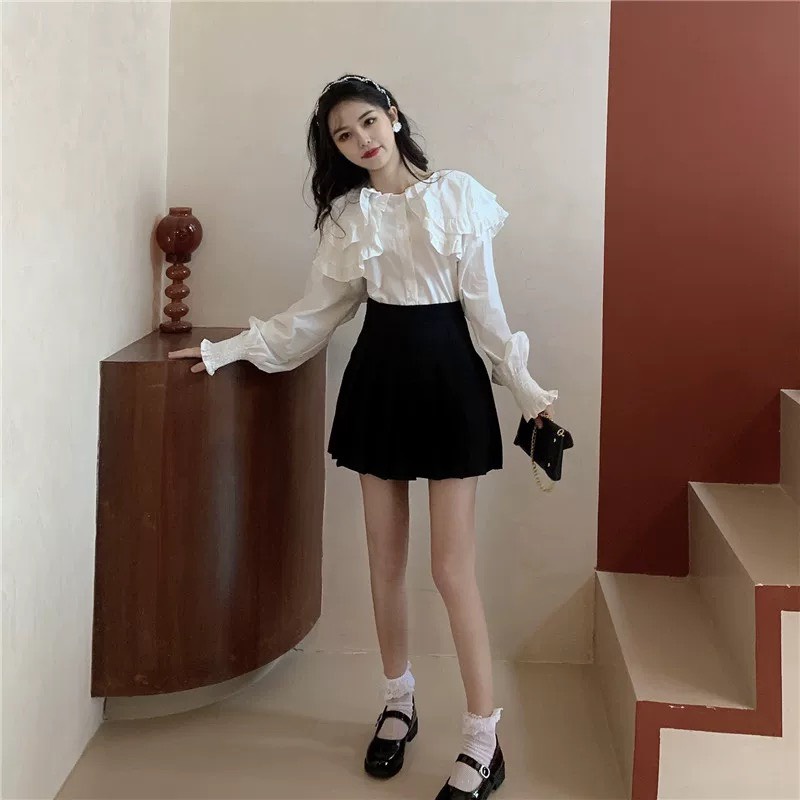 Áo sơ mi thiết kế cổ bèo tay phồng phong cách tiểu thư bánh bèo ASM30