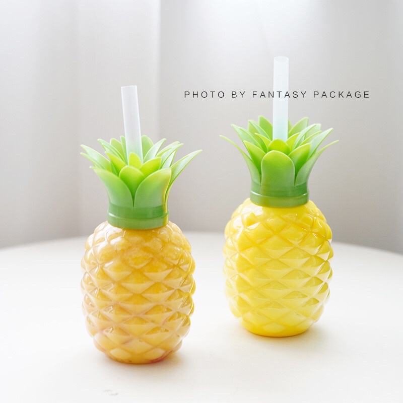 Bình nước hình quả dứa cho bé kèm ống hút dung tích 500ml chất liệu nhựa cao cấp an toàn MiibooShi D2.081