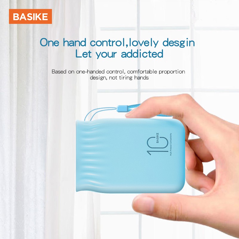 Sạc Dự Phòng Mini BASIKE BSK-PT72 10000mAh Kèm Dây Sạc Chất Lượng Cao