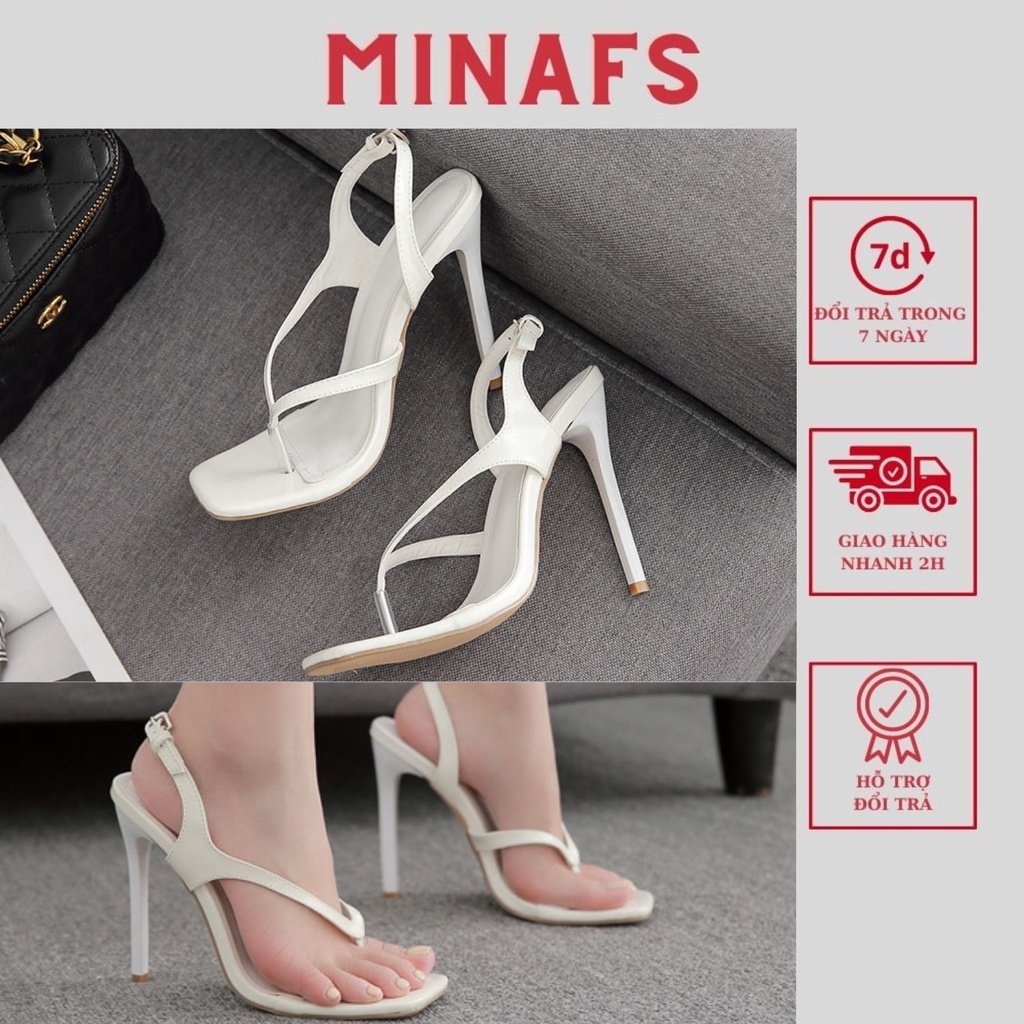 Giày Guốc Dép Sandal Nữ MINAFS Kẹp Ngón Thời Trang Gót Nhọn Cao 9cm Mùa Hè Xuân Xỏ Ngón Đơn Giản Đen Trắng- CGQK9P