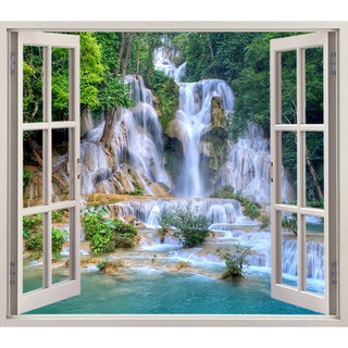Tranh dán tường Tranh 3D dán tường Thác Nước size lớn (ngang 120cm x cao 100cm)