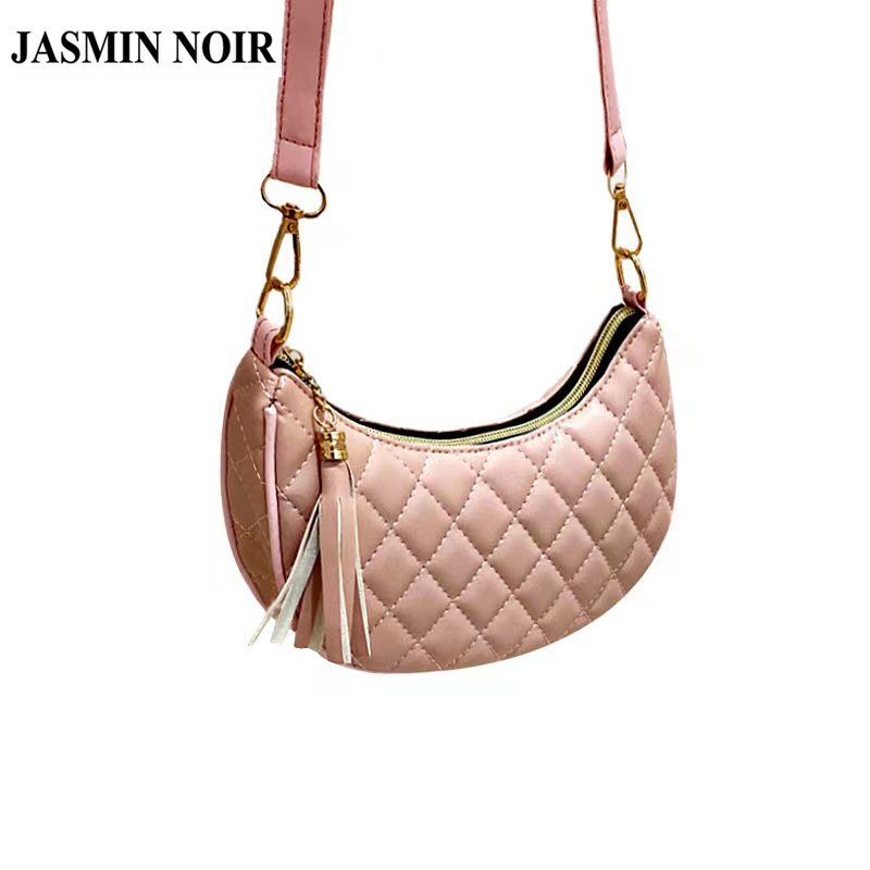 Túi Xách JASMIN NOIR Đeo Vai Họa Tiết Sọc Caro Đính Tua Rua Thời Trang Cho Nữ