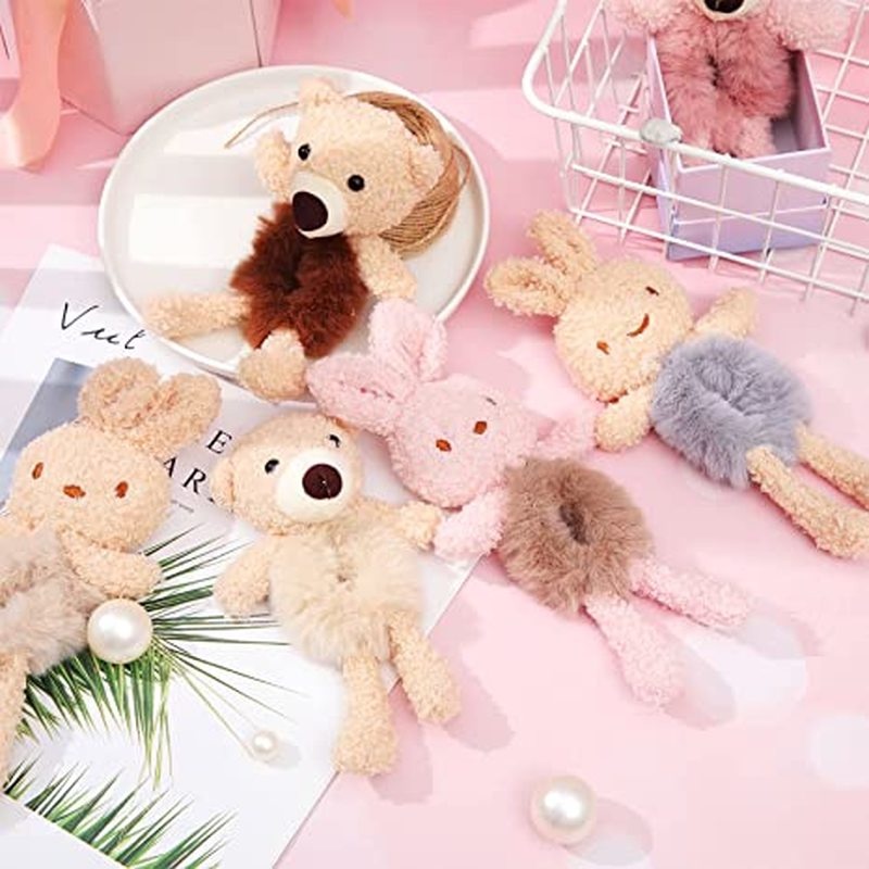 Dây Buộc Tóc Đính Nơ Hình Gấu Bông Mềm Mại Co Giãn Dành Cho Nữ