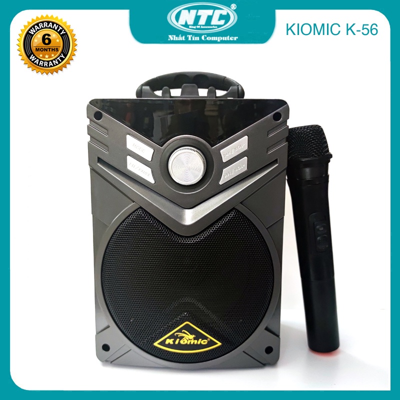 Loa karaoke xách tay 20W KIOMIC K-56 hỗ trợ thẻ nhớ/USB/AUX/FM/jack 6.5mm - kèm micro không dây (Màu Random)