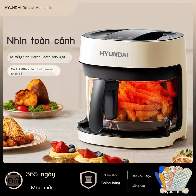 Hàn Quốc Hyundai Air Fryer Visual Đa chức năng trong suốt (4,5L 5L)