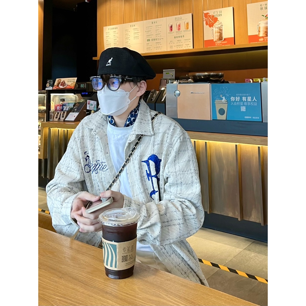 Áo Khoác Sơ Mi Tay Dài Dáng Rộng Kẻ Sọc Ca Rô Cài Nút Thời Trang Hàn Quốc Cho Nam