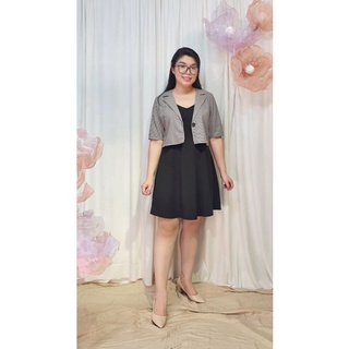 Bigsize công sở - Set Đầm Dây Và Áo Khoác