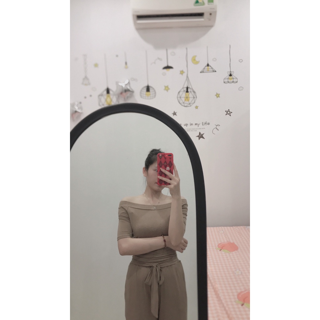 Set đồ nữ quần ống rộng áo trễ vai chất thun mát lạnh mặc được 2 kiểu cực tôn dáng