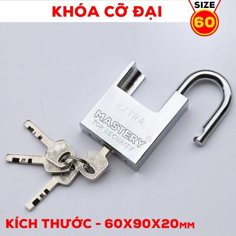 Ổ khóa cửa chống cắt Mastery size đại 60mm (cầu 10)  giá rẻ chống trộm, chống đập hiệu quả, khóa móc inox ko gỉ an toàn