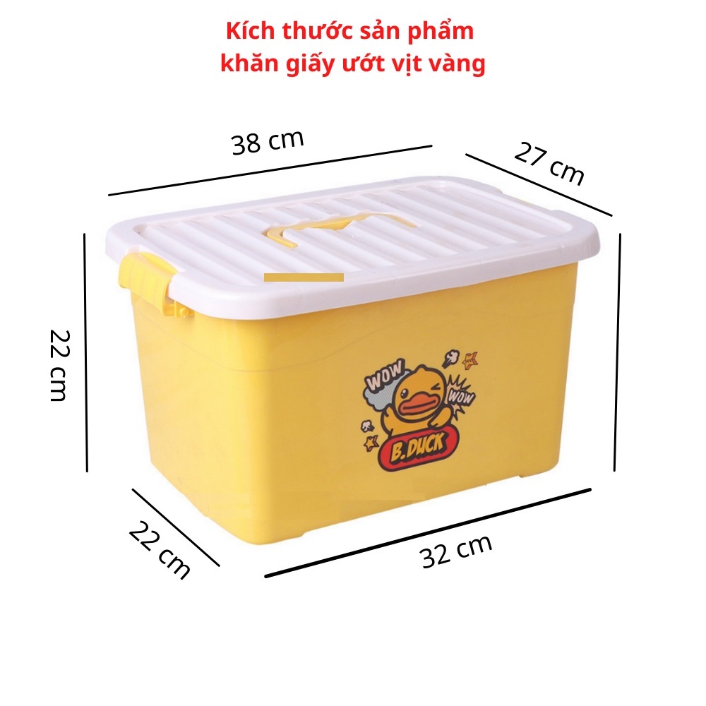 THÙNG KHĂN ƯỚT CON ONG VÀNG CON VỊT VÀNG ( THÙNG NHỰA + 10 GÓI )