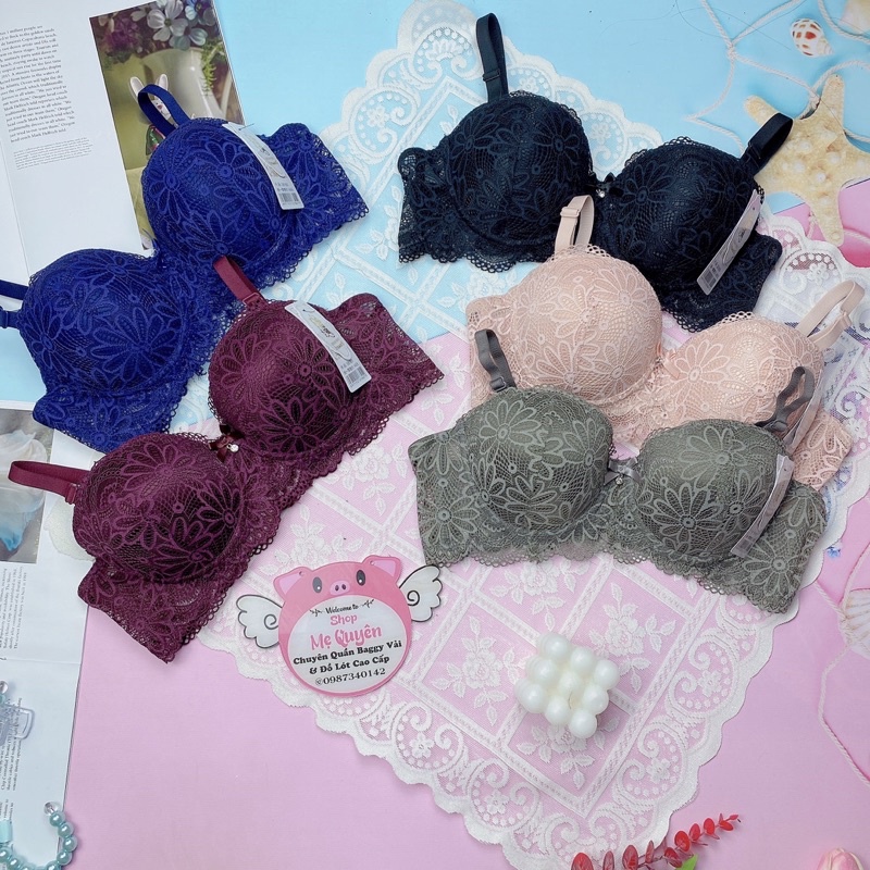 Áo ngực quả ngang đệm mỏng , áo lót ren có gọng mút chân ngực 1cm nâng ngực chống xệ