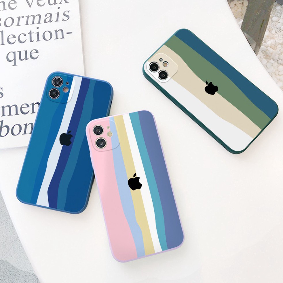 Ốp Lưng Iphone CẦU VỒNG  Viền Cạnh Vuông 6/6plus/7/7plus/8/8plus/x/xs/11/12/pro/max/plus/promax A MEW SHOP