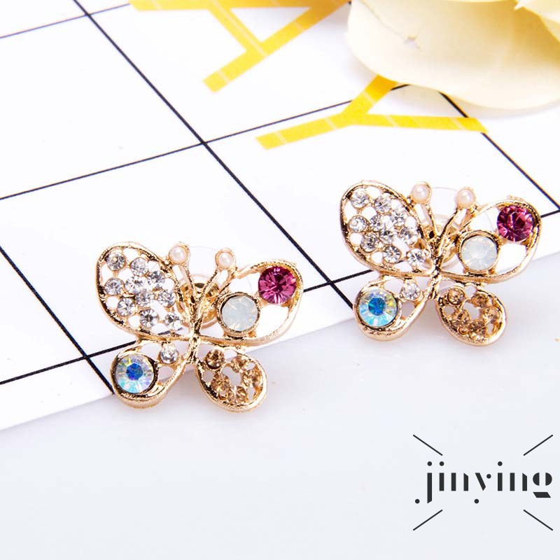 GETNOIVAS Bông tai hình bướm đính đá nhiều màu sắc