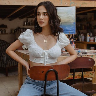 𝐌𝐈𝐀 𝐑𝐈𝐓𝐓𝐀💗 Áo croptop hoa cúc Mia 💖 Áo nữ dáng ngắn cúp ngực chun lưng A1911