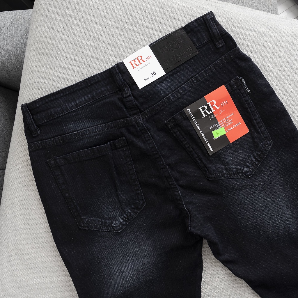 Quần jean nam cao cấp màu đen xám phối wash chất vải jean dày dặn co giãn phong cách hàn quốc thời trang