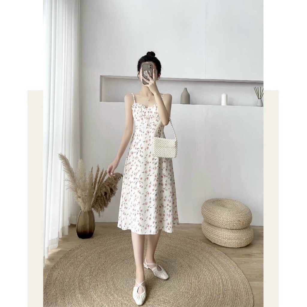 Set đầm nữ, đầm nữ 2 dây hoa nhí kèm áo khoác hồng xinh xắn đáng yêu đi làm đi chơi đều hợp hàng cao cáp Tây Thi Shop | BigBuy360 - bigbuy360.vn