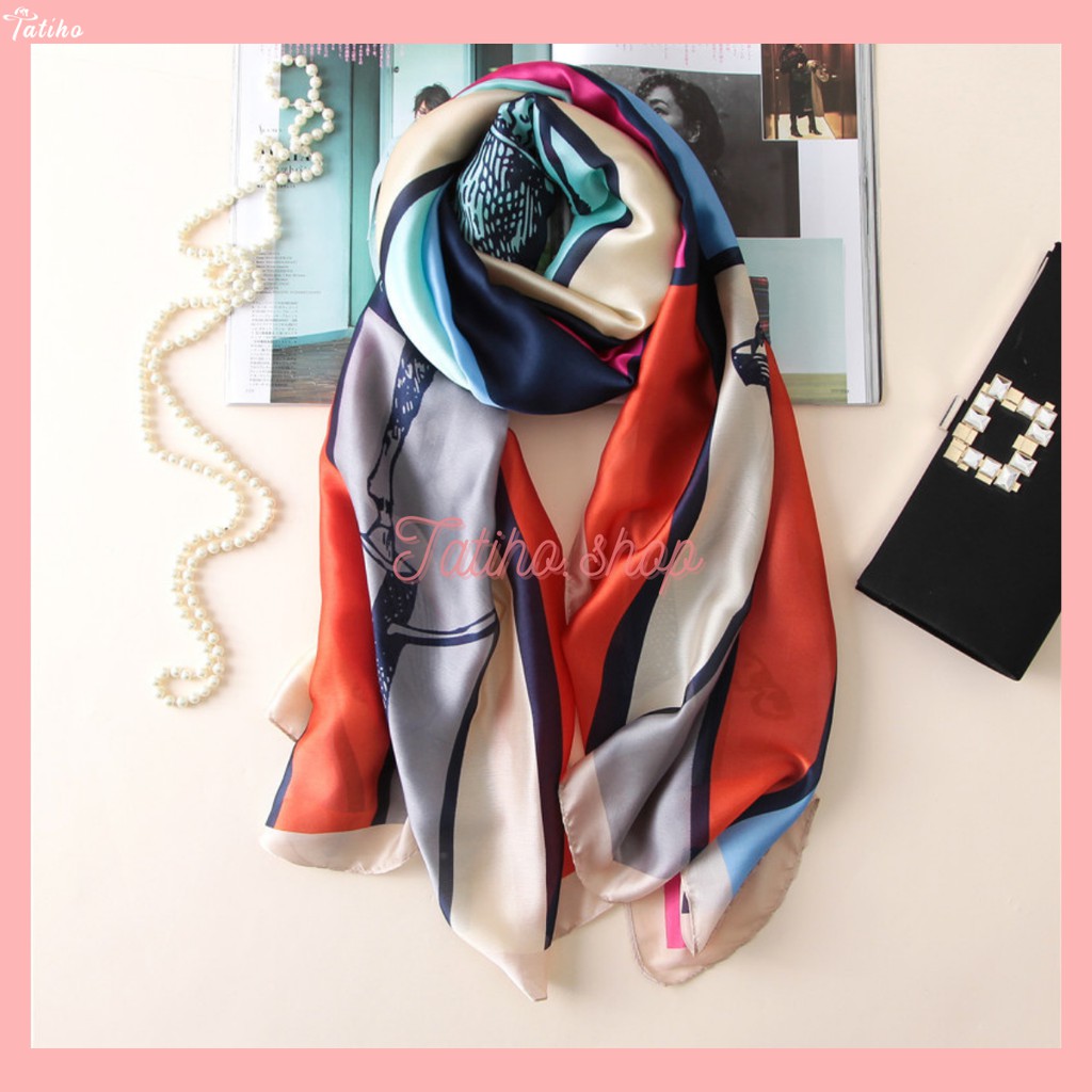 [Hàng Xịn, Giá Tốt] Khăn Choàng Quàng Cổ Lụa Cao Cấp Yên Ngựa Sang Trọng - Chất Liệu Silk  - Size:90x190cm - Mã KS001