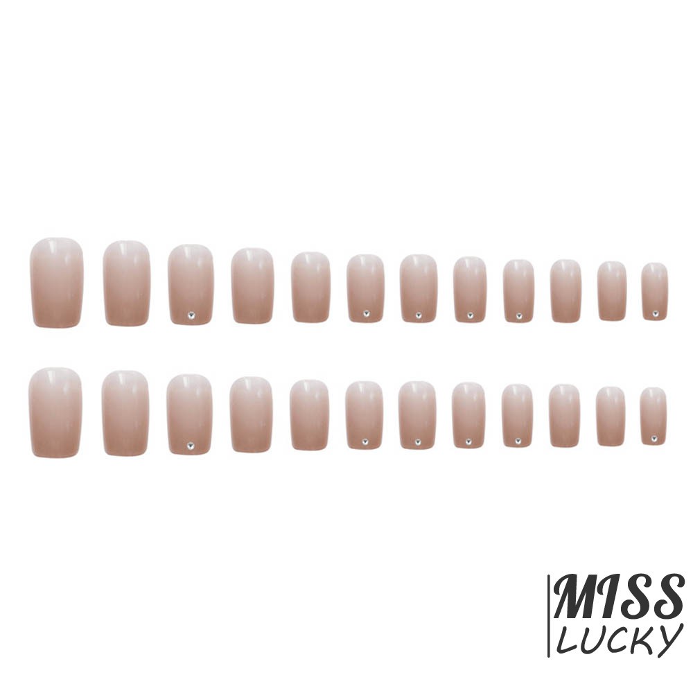 VN (Hàng Mới Về) Set 24 Móng Tay Giả Màu Trơn Đầu Vuông Có Thể Tháo Rời Tiện Dụng