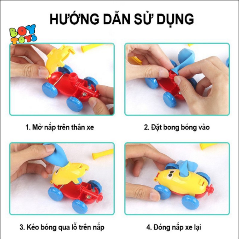 Đồ chơi bơm bóng bay ô tô chạy quán tính cho bé vừa học vừa chơi