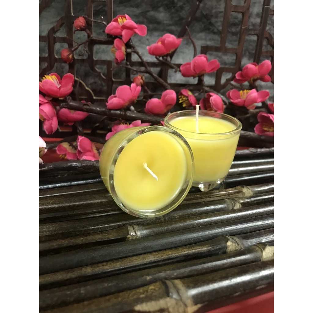 🙏Cặp Ly (2 ly)Nến Bơ Tựu Đức-Bơ Thực Vật Indonesia -cháy 10h /ly nến-Nhiều màu sắc