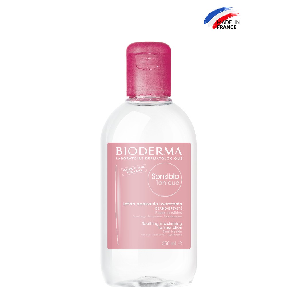 Bộ nước tẩy trang công nghệ Micellar cho da nhạy cảm Bioderma Sensibio H2O 250ml và Dung dịch cân bằng, dưỡng ẩm 250ml