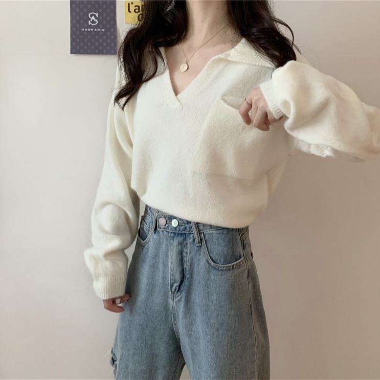 Áo Khoác Sweater Nữ Cổ Chữ V Thời Trang Thu Đông