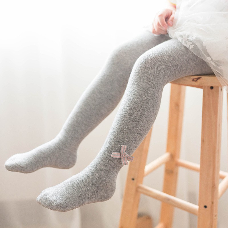 Quần Vớ Cotton Đính Nơ Đáng Yêu Giữ Ấm Cho Bé Gái