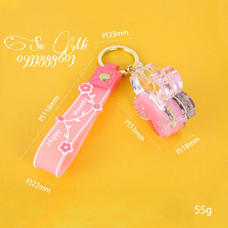 Móc khóa ngựa pony trong bông hoa thủy tinh .Móc khóa thời trang phong cách treo balo, túi xách