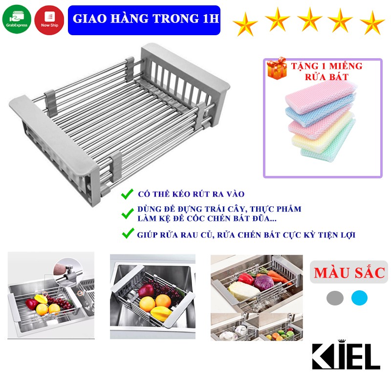 Kệ úp chén giá rổ gác bồn rửa chén bát đĩa inox 304 (loại dày) - rổ gác bồn rửa chén đa năng cực tiện lợi K02