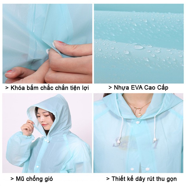 FLASH⚡SALE Áo Mưa Măng Tô, Áo Mưa Trong Suốt Thời Trang 2021 Chất Liệu Nhựa EVA Cao Cấp - M01