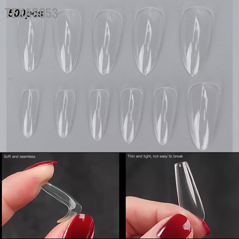 [Hàng mới về] Set 500 móng tay giả acrylic trong suốt chuyên dùng trong salon/ dùng tại nhà cho nữ DIY