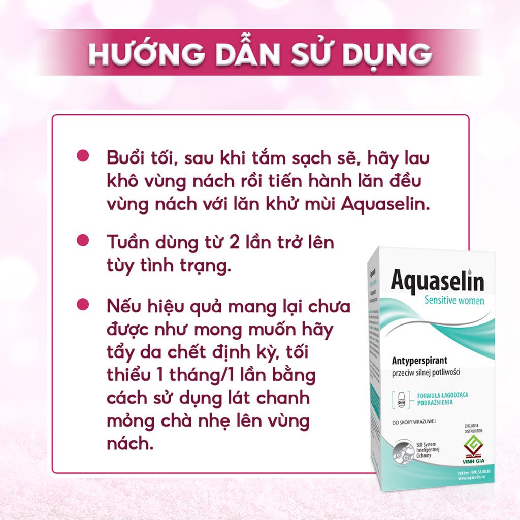 Lăn Khử Mùi AQUASELIN Sensitive Women Giữ Gìn Vệ Sinh, Khô Thoáng Dùng Cho Nữ Giới Bị Đổ Mồ Hôi Ít, Mùi Nhẹ 50ml