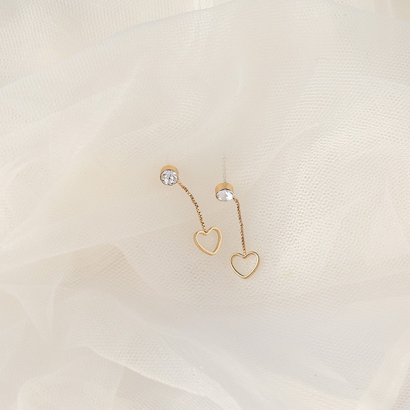 Khuyên tai mặt trái tim đính đá thời trang xinh xắn cho nữ A405