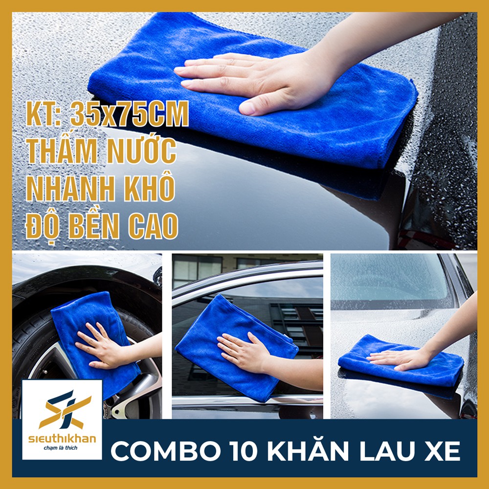 COMBO 10 Khăn lau xe hơi, lau xe máy - Thấm nước, nhanh khô, Độ bền cao | SIÊU THỊ KHĂN