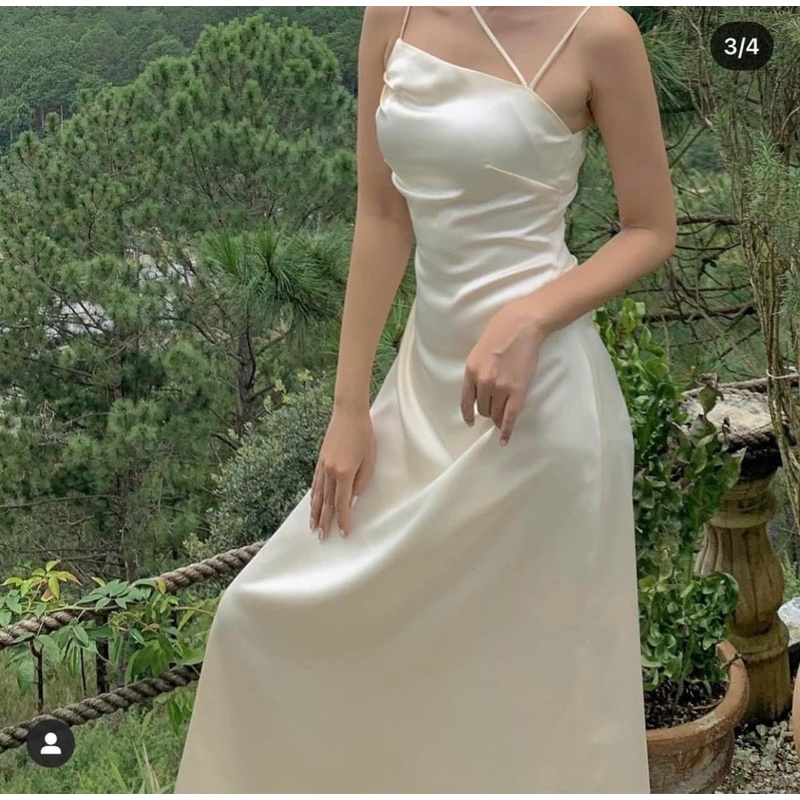 Đầm trắng 2 dây phi bóng ôm body khoe dáng cực chuẩn siêu quyến rũ