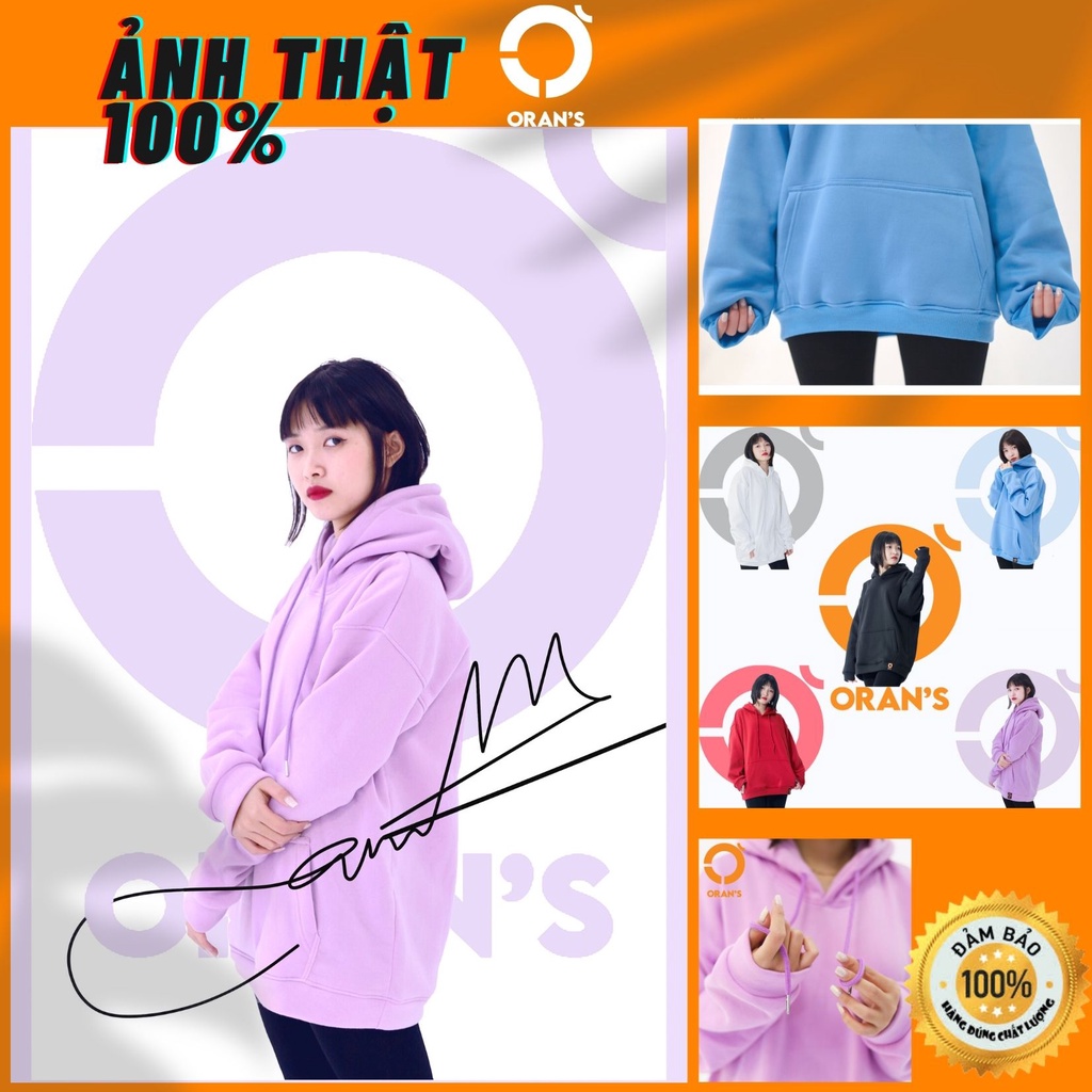 Áo Hoodie Basic 5 màu Pastel chất nỉ cotton 100% lót bông mềm mịn ORAN'S HOODIE